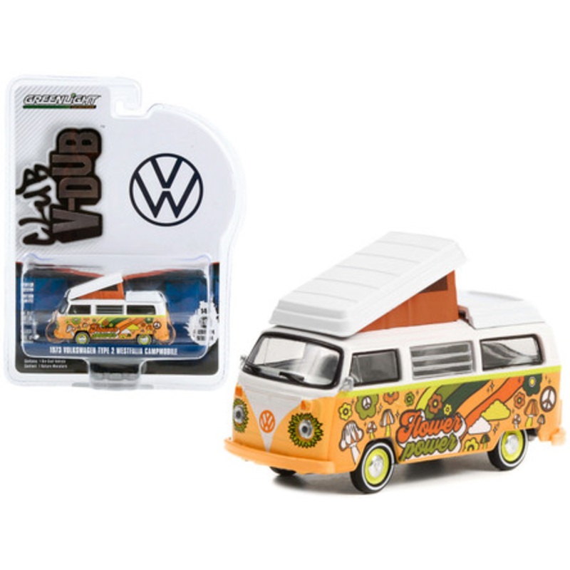 1973 Volkswagen Type 2 Westfalia Campmobile "Flower Power" "Club Vee-Dub Series 14" 1/64 Diecast Model by Greenlight