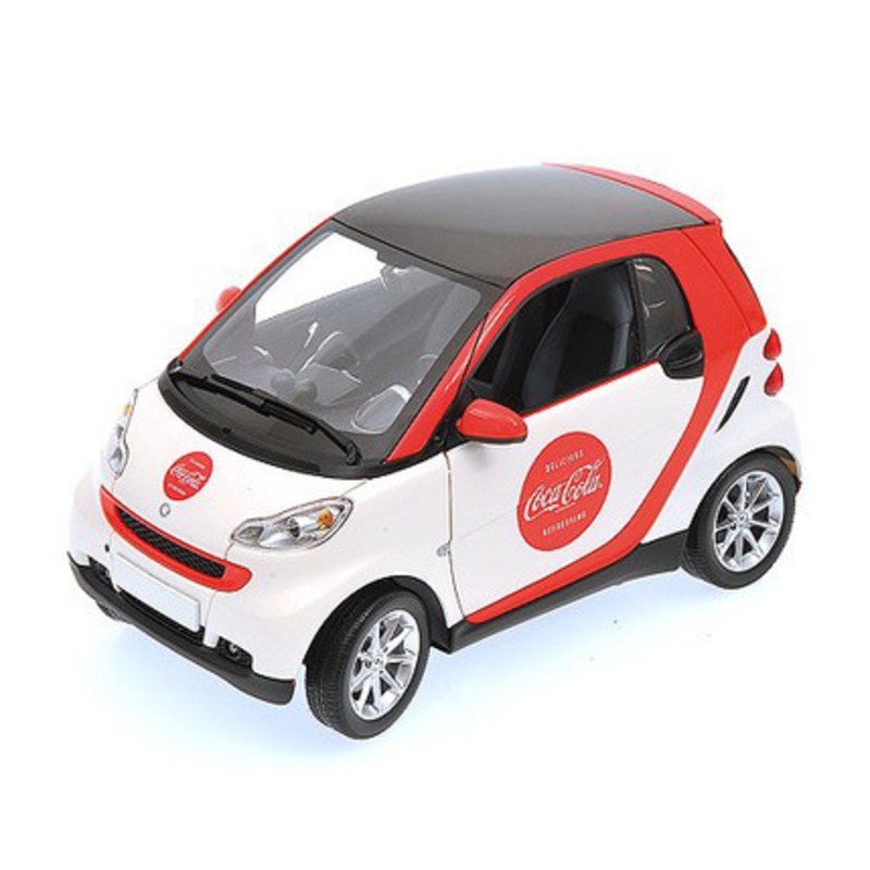 1/18 Minichamps Mercedes-Benz MB Smart Fortwo Coupe Hardtop Coca Cola Edition Diecast Car Model