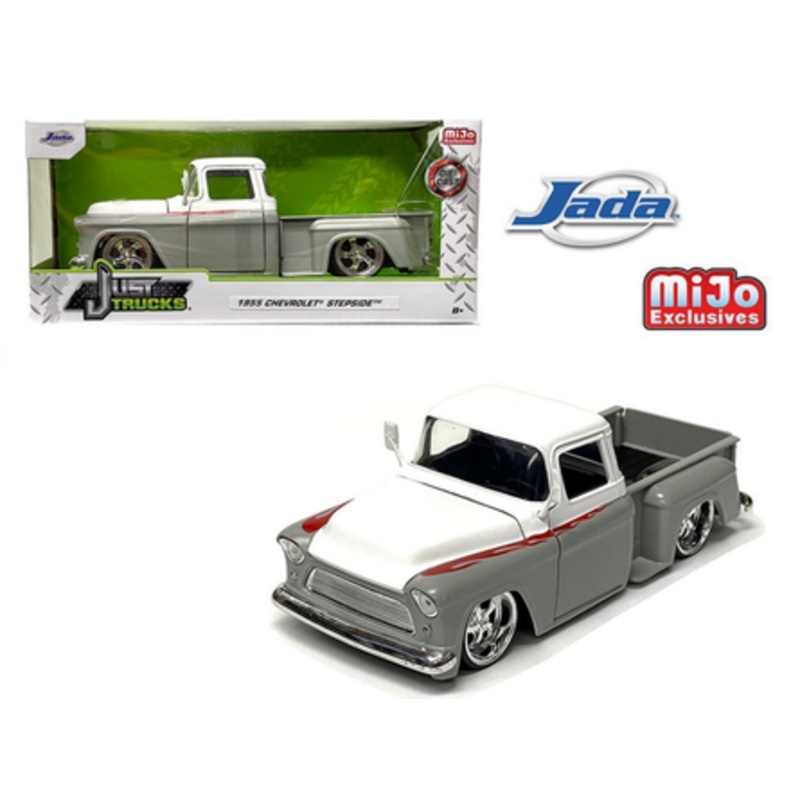 1/24 Jada 1955 Chevrolet Stepside Pickup Custom (Two-Tone White) Diecast Car Model