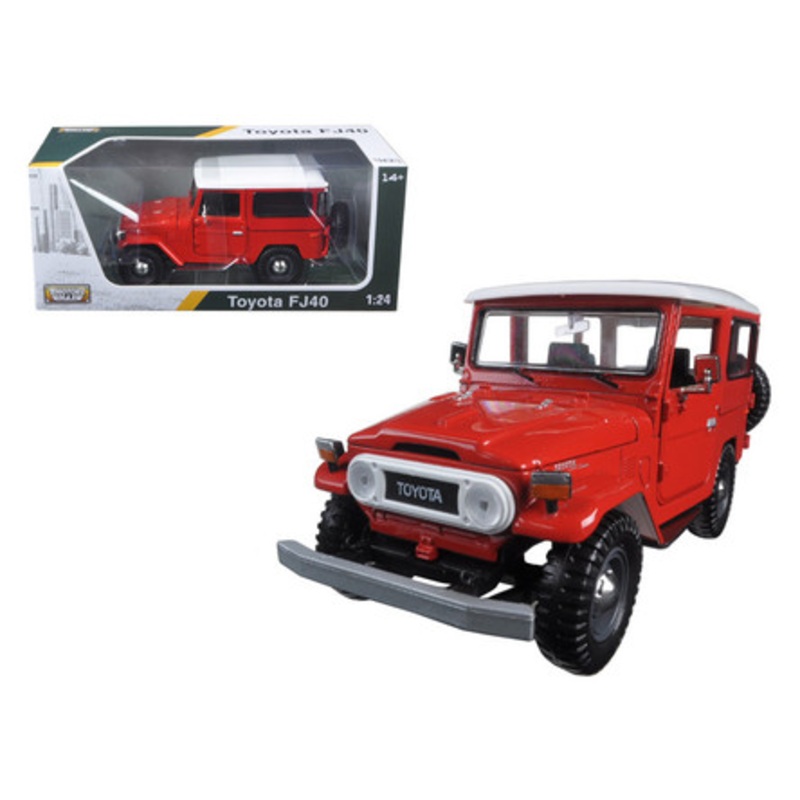 1/24 Motormax Toyota FJ40 (Red with White Top) Diecast Car Model (new no retail box)