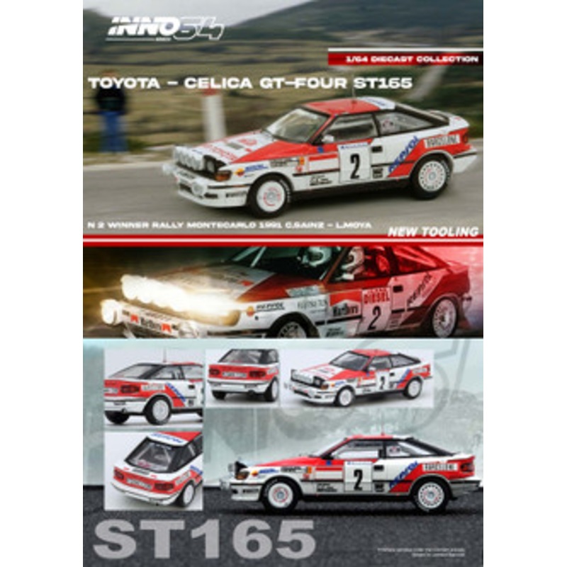 1/64 Inno 1991 Toyota Celica GT-Four (ST165) Winner Rally Monte Carlo #2 C.Sainz, L.Moya Diecast Car Model