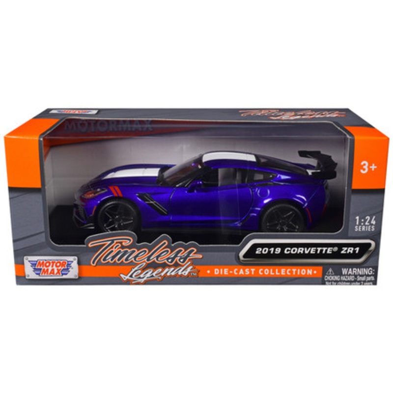 2019 Chevrolet Corvette ZR1 Blue Metallic and White "Timeless Legends" Series 1/24 Diecast Model Car by Motormax