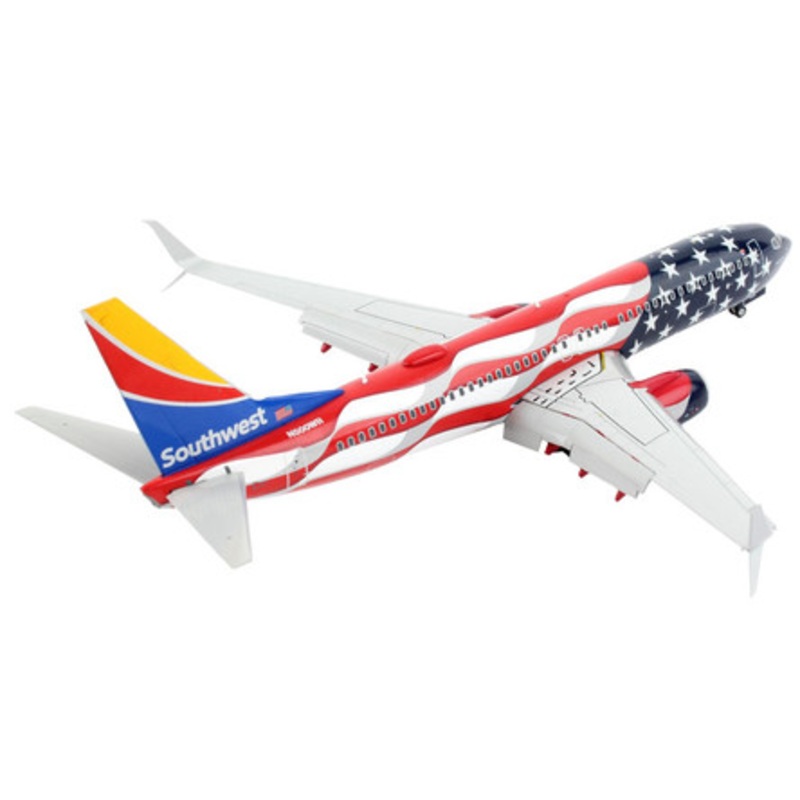 Boeing 737-800 Commercial Aircraft with Flaps Down "Southwest Airlines - Freedom One" American Flag Livery "Gemini 200" Series 1/200 Diecast Model Airplane by GeminiJets