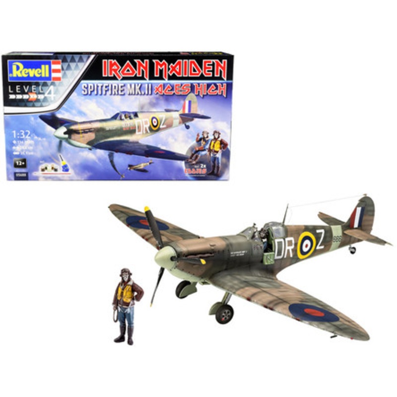 Level 4 Model Kit Spitfire MK. II Fighter Plane "Iron Maiden: Aces High" 1/32 Scale Model by Revell