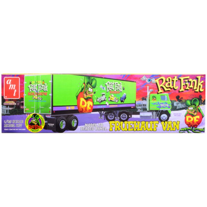 Skill 3 Model Kit Fruehauf FB Beaded Panel Van Trailer "Rat Fink" 1/25 Scale Model by AMT