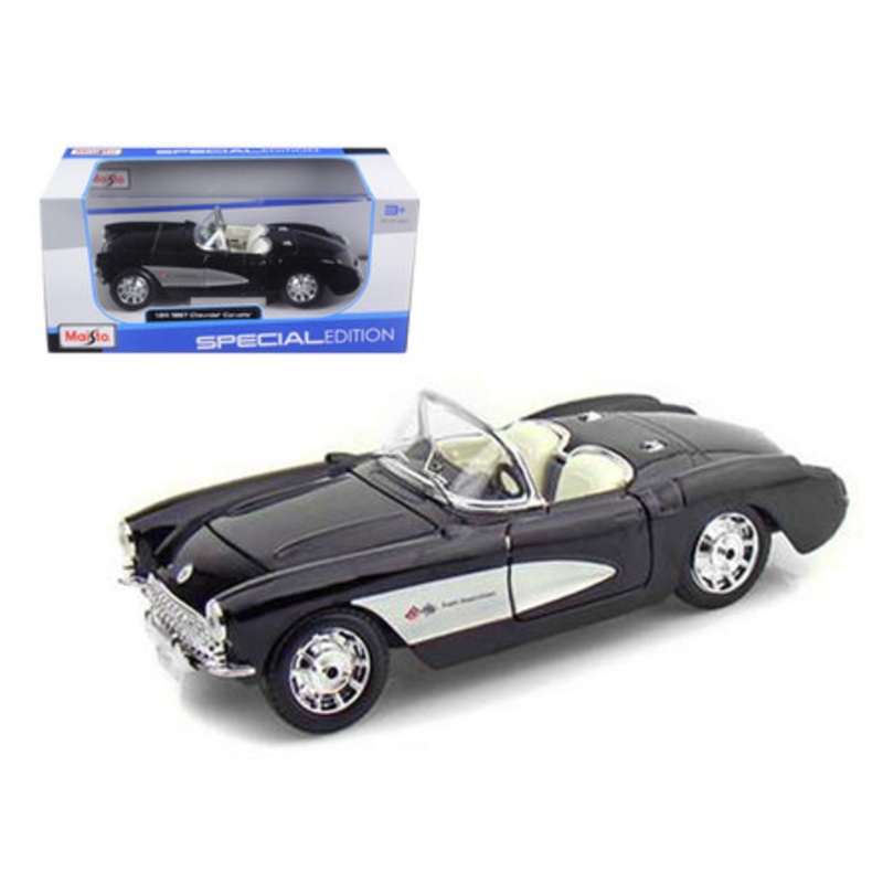 1957 Chevrolet Corvette Convertible Black 1/24 Diecast Model Car by Maisto