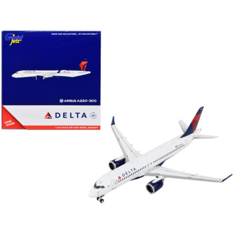 Airbus A220-300 Commercial Aircraft "Delta Airlines" White with Blue and Red Tail 1/400 Diecast Model Airplane by GeminiJets