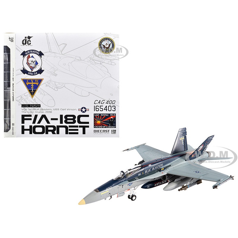 McDonnell Douglas F/A-18C Hornet Aircraft "VFA-34 Blue Blasters, USS Carl Vinson, Last Cruise" (2018) United States Navy 1/72 Diecast Model by JC Wings