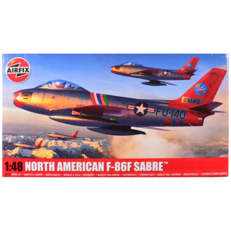 Level 2 Model Kit North American F-86F Sabre Aircraft with 2 Scheme Options 1/48 Plastic Model Kit by Airfix