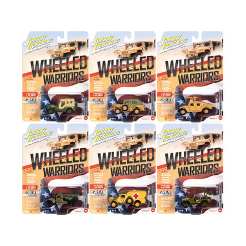 "Wheeled Warriors" Set A of 6 pieces Military Release 2 Limited Edition to 2004 pieces Worldwide 1/64 Diecast Model Cars by Johnny Lightning