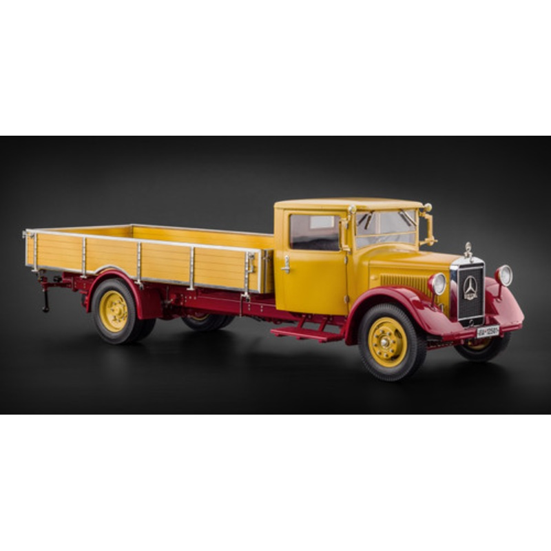 1/18 CMC 1933-1936 Mercedes-Benz LO 2750 Platform Truck (Yellow & Red) Diecast Car Model