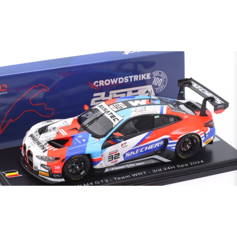 1/43 Spark BMW M4 GT3 No.32 Team WRT 3rd 24H Spa 2024 D. Vanthoor  S. van der Linde  C. Weerts Car Model