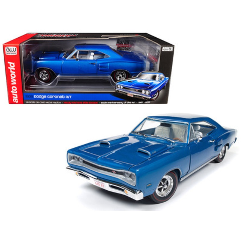 1969 Dodge Coronet R/T B5 Blue 50th Anniversary Limited Edition to 1002 pcs Worldwide 1/18 Diecast Model Car by Autoworld