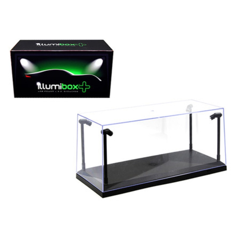 Collectible Display Show Case with LED Lights and Black Base for 1/24 1/18 Models by Illumibox
