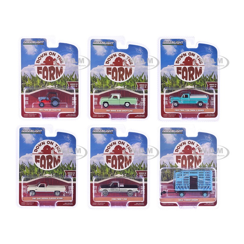 "Down on the Farm" Series 10 Set of 6 pieces 1/64 Diecast Models by Greenlight