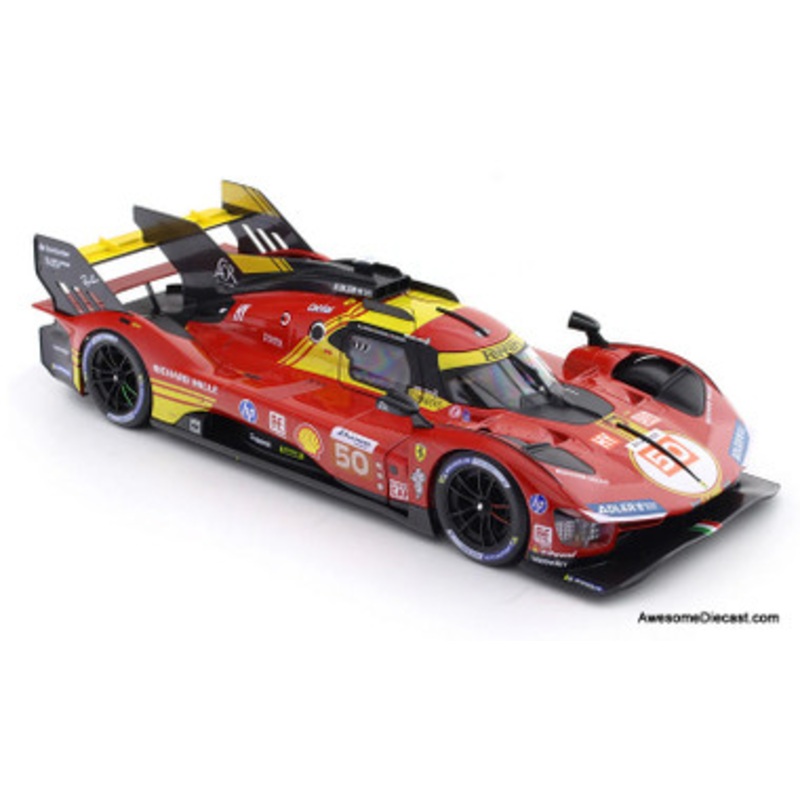 Ferrari 499P #50 2024 Le Mans Hyper Car, Red (Winner 24h LeMans) 1:18 Diecast Model Car by Burago