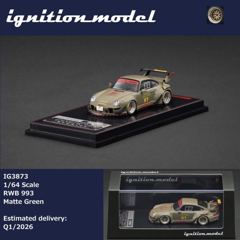 [Preorder] Ignition Model 1:64 Porsche RWB 993 Matte Green IG3873