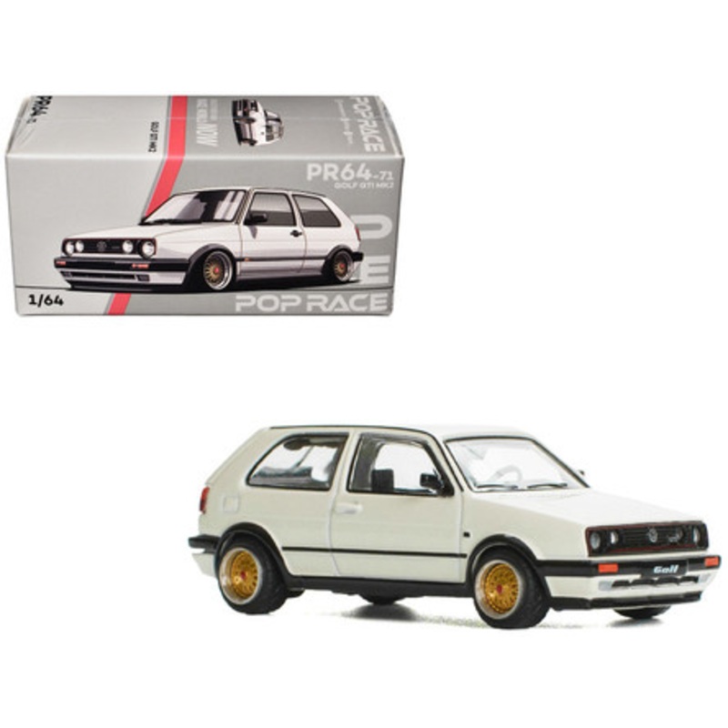 Volkswagen Golf GTI MK2 White 1/64 Diecast Model Car by Pop Race
