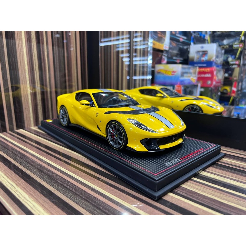 1/18 Resin Ferrari 812 Competizione Yellow Miniature Car by MR Models