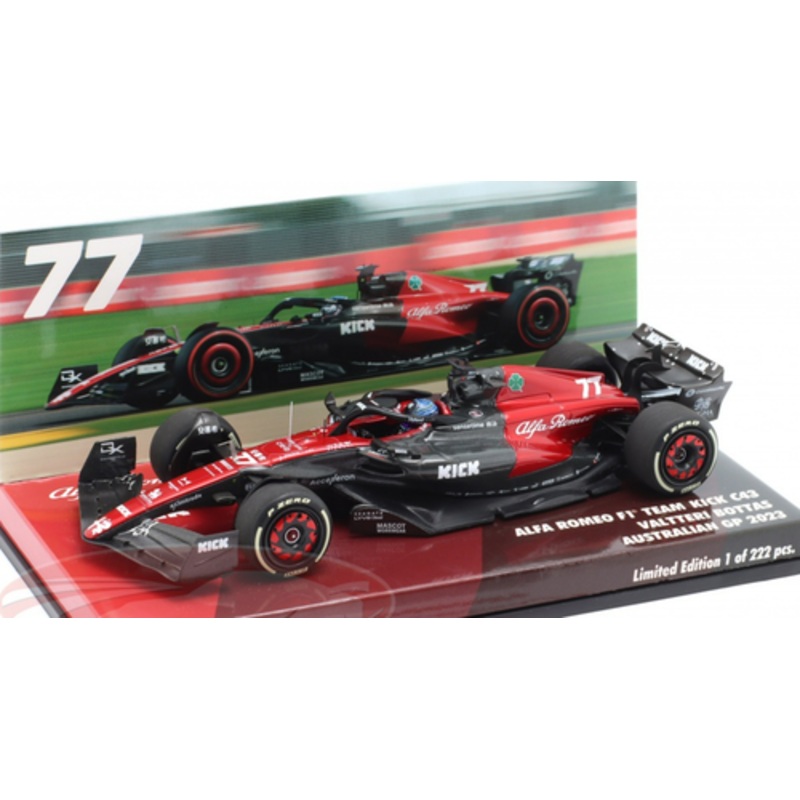 1/43 Minichamps 2023 Formula 1 Valtteri Bottas Alfa Romeo C43 #77 Australian GP Car Model