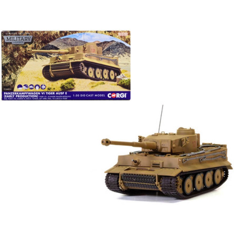 Panzerkampfwagen VI Tiger Ausf E (Early Production) Tank "Tiger 131 Schwere Panzerabteilung 504 Point 174 Gueriat El Atach Tunisia" (1943) German Army "Military Legends" Series 1/50 Diecast Model by Corgi