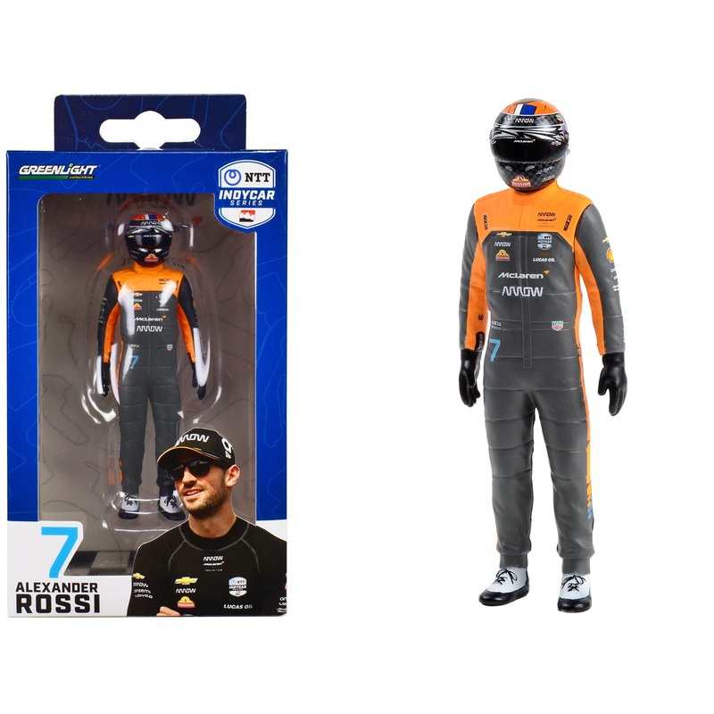 "NTT IndyCar Series" #7 Alexander Rossi Driver Figure "McLaren - Arrow McLaren" for 1/18 Scale Models by Greenlight