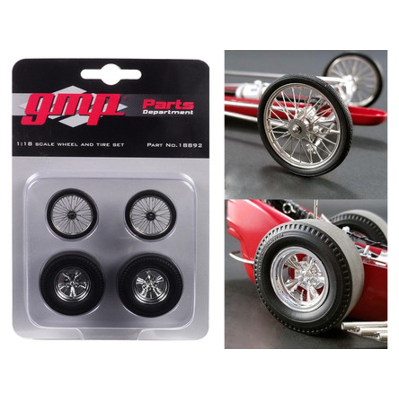 Wheels and Tires Set of 4 pieces from "Tommy Ivos Barnstormer" Vintage Dragster 1/18 Model by GMP