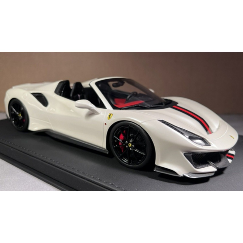 1/18 BBR Ferrari 488 Pista Spider (Fuji White with Red & Black Stripe) Resin Car Model Limited 14 Pieces