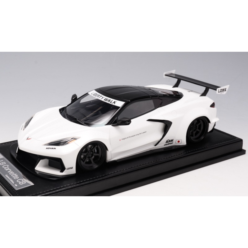 1/18 Ivy Chevrolet Chevy Corvette C8 LB Liberty Walk Widebody (Pearl White) Resin Car Model Limited 99 Pieces