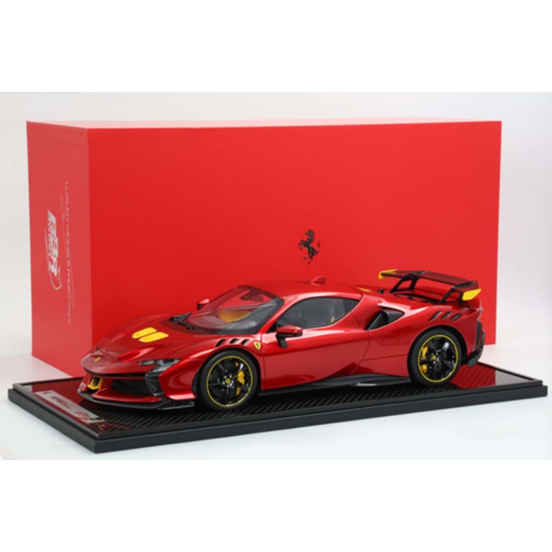 1/12 BBR Ferrari SF90XX Stradale (Rosso Fuoco Red with Yellow Air Intakes) Resin Car Model