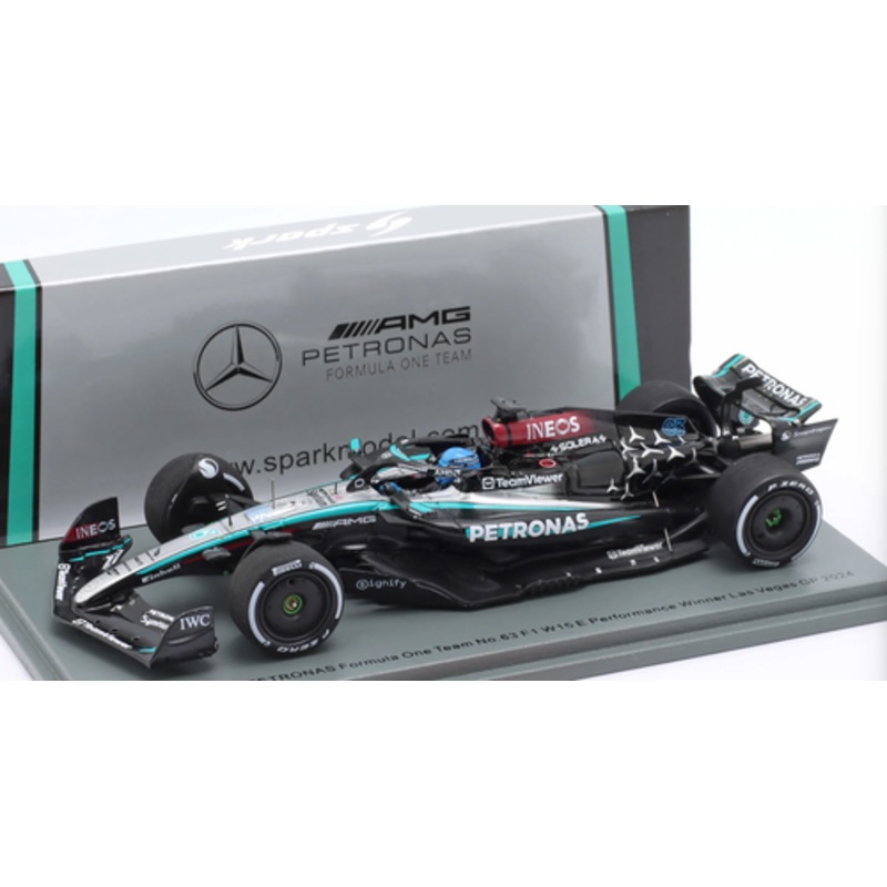 1/43 Spark 2024 Formula 1 Mercedes-AMG PETRONAS Formula One Team #63 F1 W15 E Performance Winner Las Vegas GP George Russell Car Model