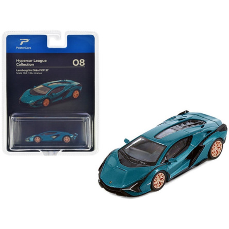 1/64 PosterCars Lamborghini Sian FKP 37 (Blu Uranus Blue) Diecast Car Model