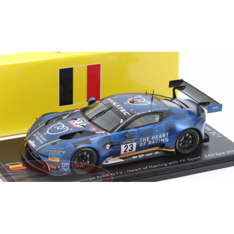 1/43 Spark 2022 Aston Martin Vantage AMR GT3 #23 24h Spa Heart of Racing with TF Sport Charlie Eastwood, Ross Gunn, Alex Riberas Car Model