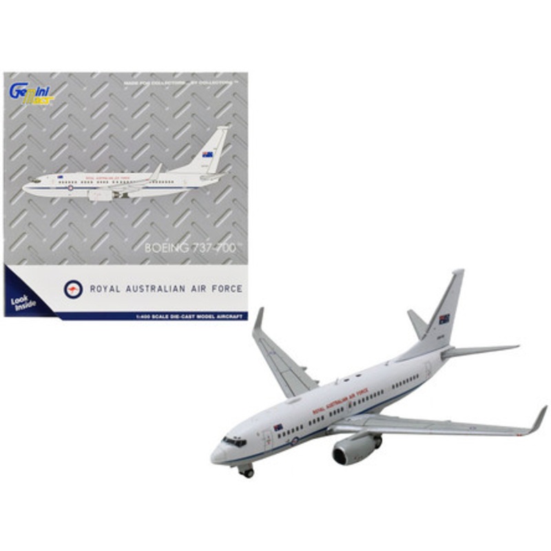 Boeing 737-700 Aircraft "Royal Australian Air Force" (A36-002) White with Blue Stripes "Gemini Macs" Series 1/400 Diecast Model Airplane by GeminiJets
