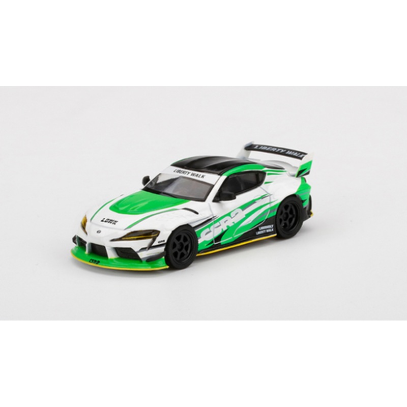 Toyota GR Supra CSR2 LB WORKS RHD (Right Hand Drive) White and Bright Green with Black Top Limited Edition to 3000 pieces Worldwide 1/64 Diecast Model Car by True Scale Miniatures