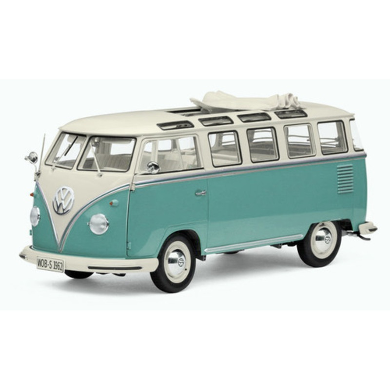 1/12 Sunstar 1962 Volkswagen Samba Bus (Turquoise Green & White) Diecast Car Model