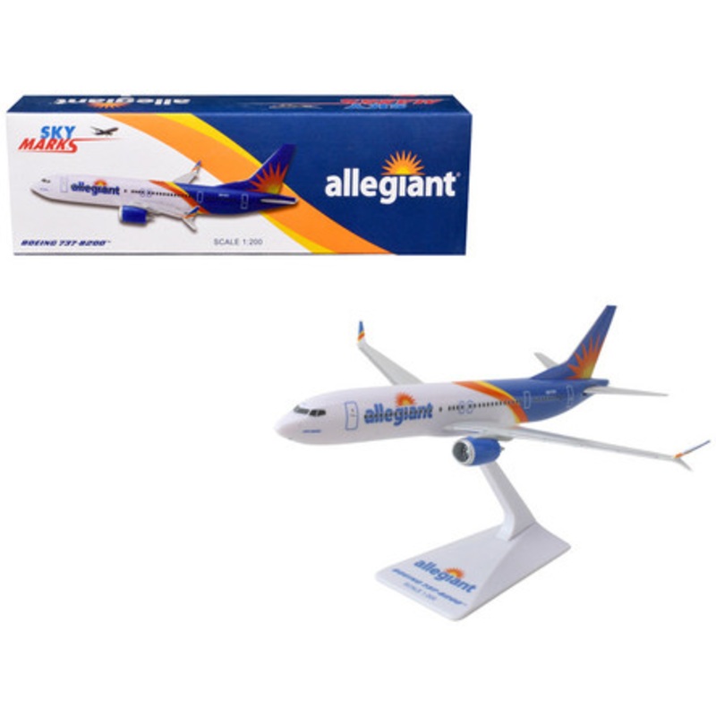 Boeing 737-8200 Commercial Aircraft "Allegiant Air" (N811NV) White and Blue with Stripes (Snap-Fit) 1/200 Plastic Model by Skymarks
