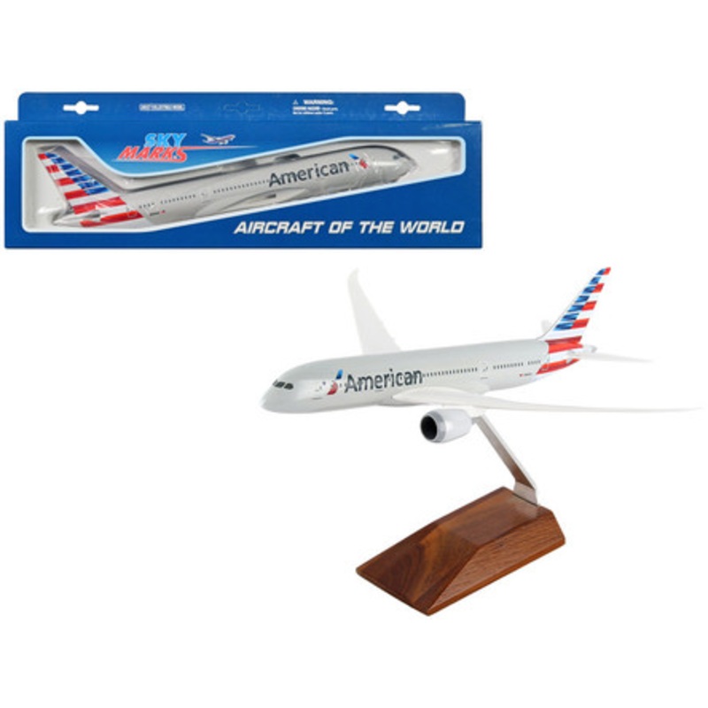Boeing 787-8 Commercial Aircraft "American Airlines" (N800AN) Gray with Red and Blue Stripes (Snap-Fit) 1/200 Plastic Model by Skymarks