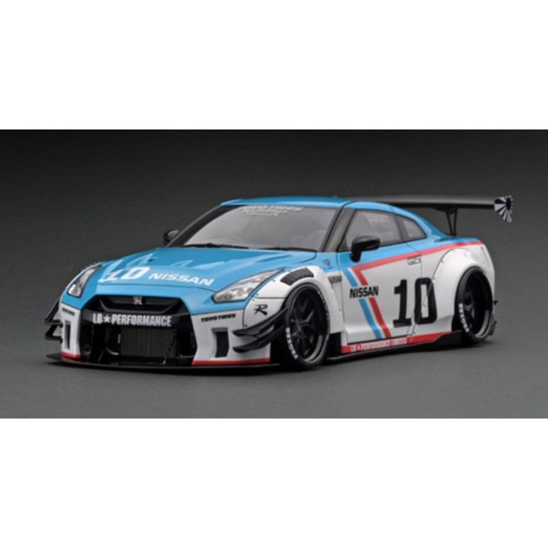 1/18 Ignition Model LB-WORKS Nissan GT-R R35 type 2 White/Blue Resin Car Model