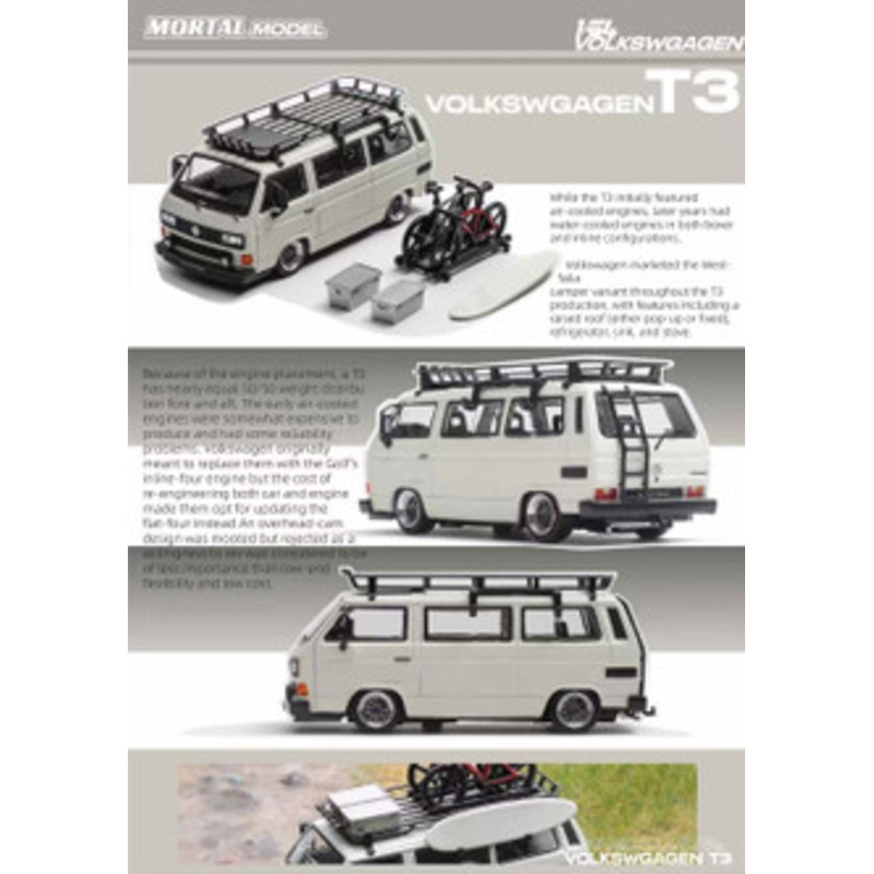 1/64 Mortal Volkswagen VW T3 Bus Lowrider (Matte White) Diecast Car Model