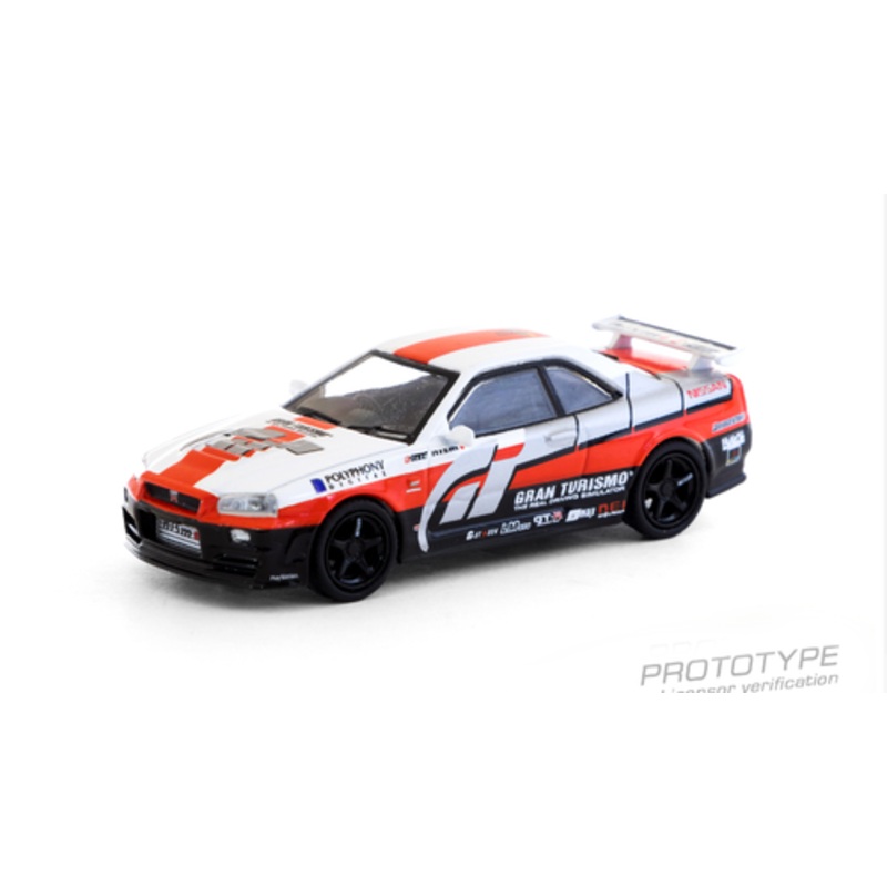 1/64 Tarmac Works Nissan Skyline GT-R (R34) Z-tune White/Red/Black Diecast Car Model
