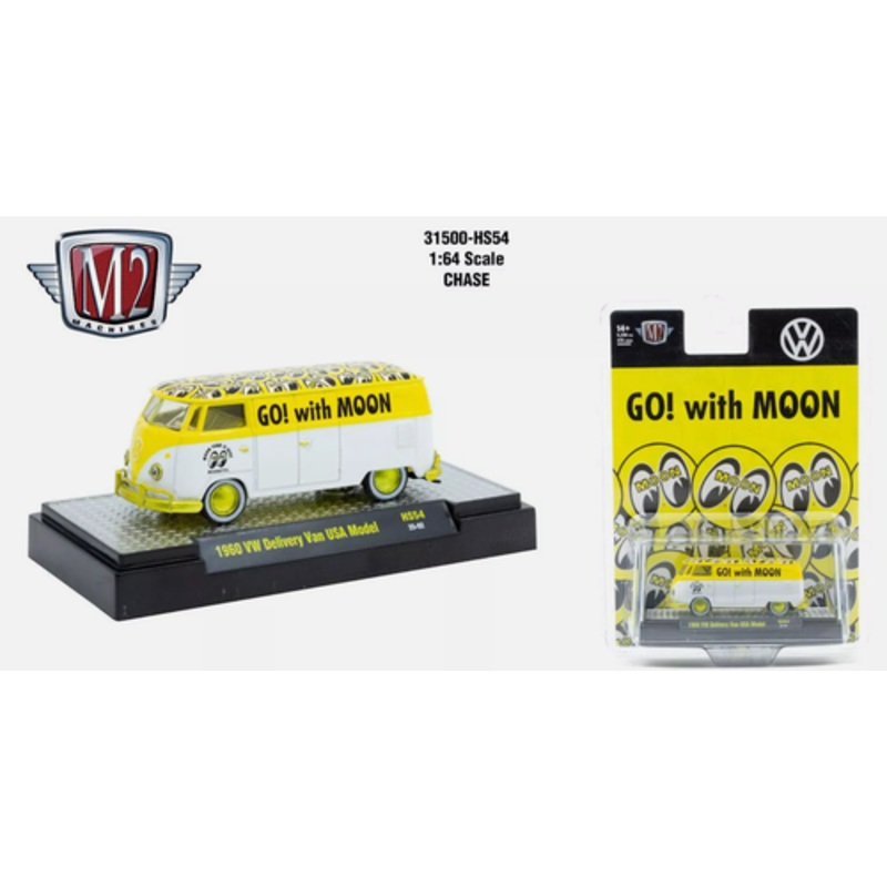 CHASE CAR 1/64 M2 Machines 1960 Volkswagen Delivery Van USA Model Mooneyes (White) Diecast Car Model