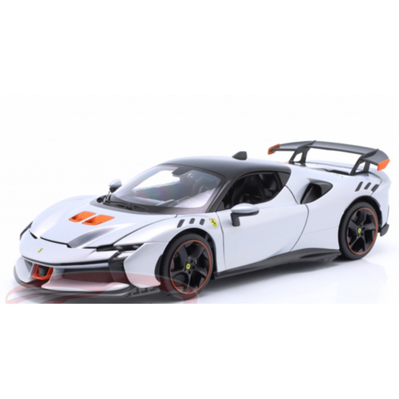 1/18 BBurago 2024 Ferrari SF90XX Stradale (White Metallic) Diecast Car Model