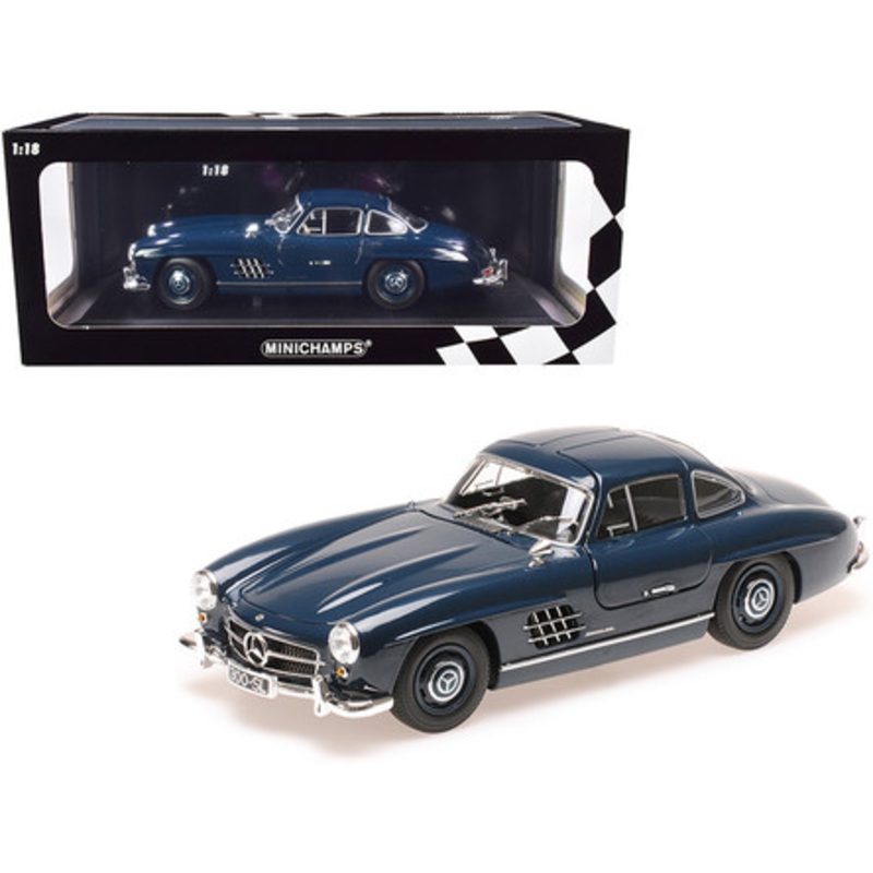 1955 Mercedes Benz 300 SL (W198) Dark Blue Limited Edition to 300 pieces Worldwide 1/18 Diecast Model Car by Minichamps