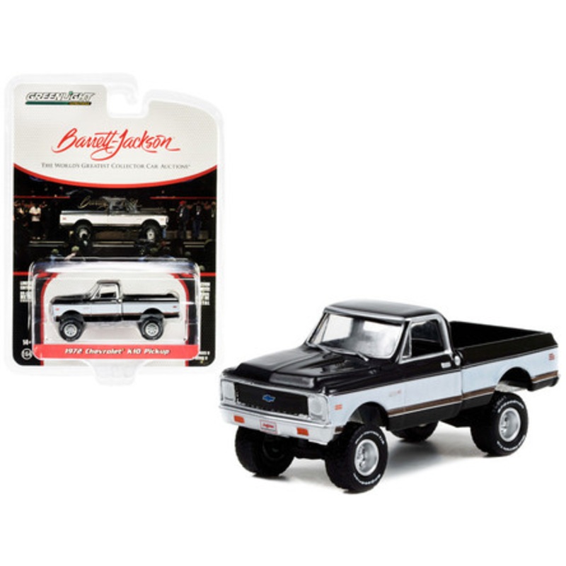 1972 Chevrolet K10 4X4 Pickup Truck Dark Gray Metallic with White and Brown Stripes (Lot #1027) Barrett Jackson "Scottsdale Edition" Series 9 1/64 Diecast Model Car by Greenlight
