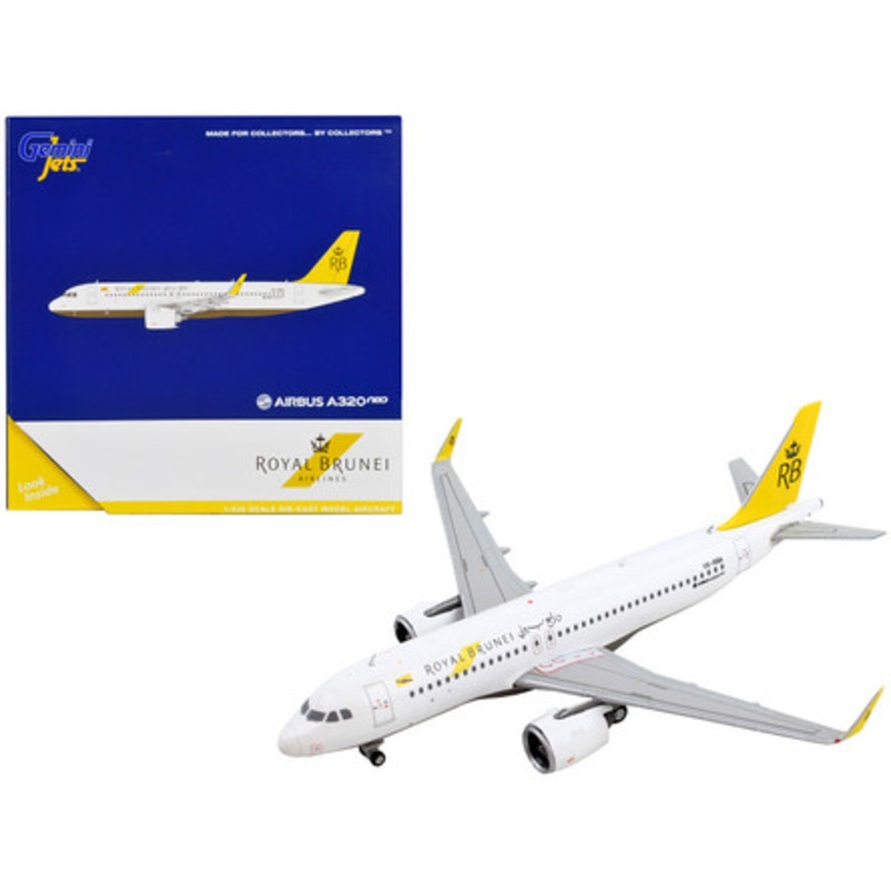 Airbus A320neo Commercial Aircraft "Royal Brunei Airlines" White with Yellow Tail 1/400 Diecast Model Airplane by GeminiJets