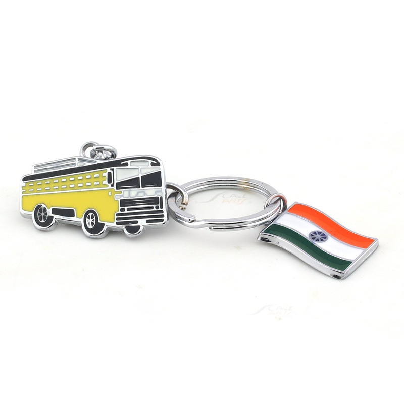 Yellow Bus metal keyring / keychain
