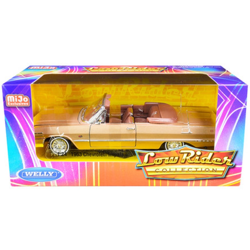 1963 Chevrolet Impala Convertible Gold "Low Rider Collection" 1/24 Diecast Model Car by Welly