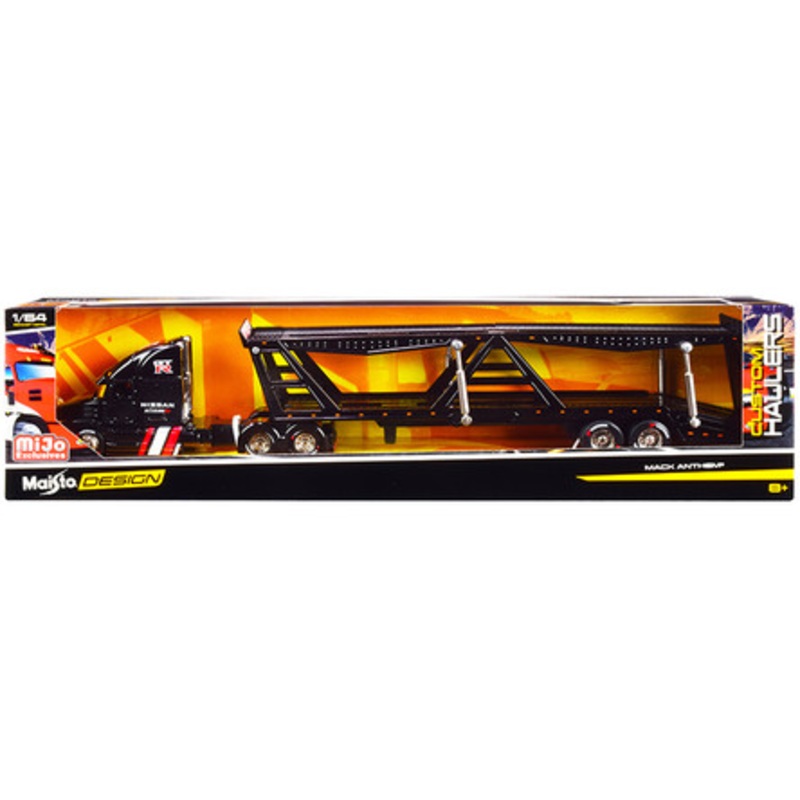 Mack Anthem "Nissan Nismo" Car Transporter Black "Custom Haulers" Series 1/64 Diecast Model by Maisto