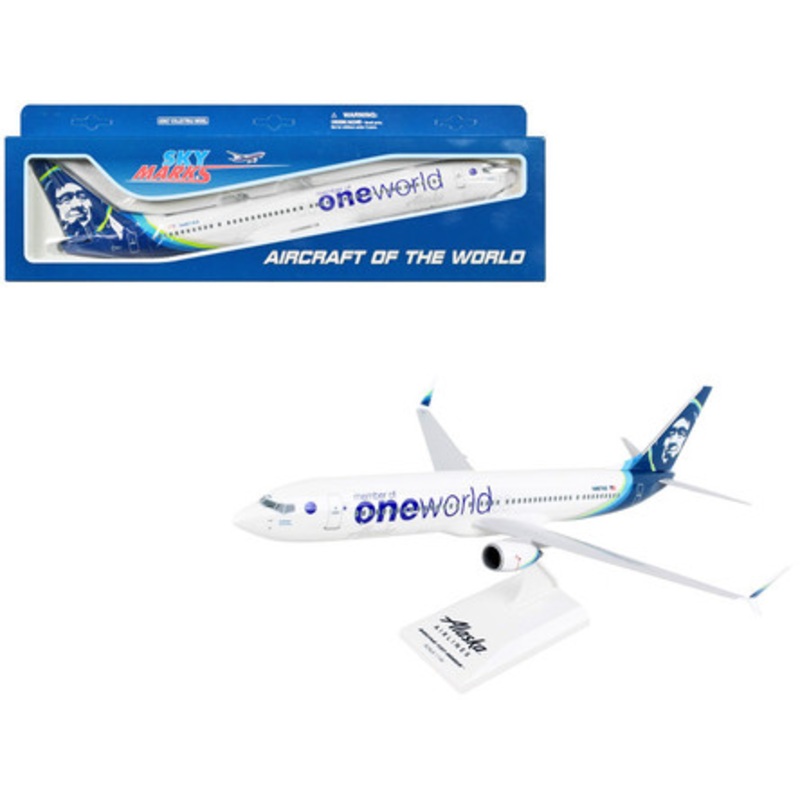 Boeing 737-900 Commercial Aircraft "Alaska Airlines - One World" (N487AS) White with Blue Tail (Snap-Fit) 1/130 Plastic Model by Skymarks
